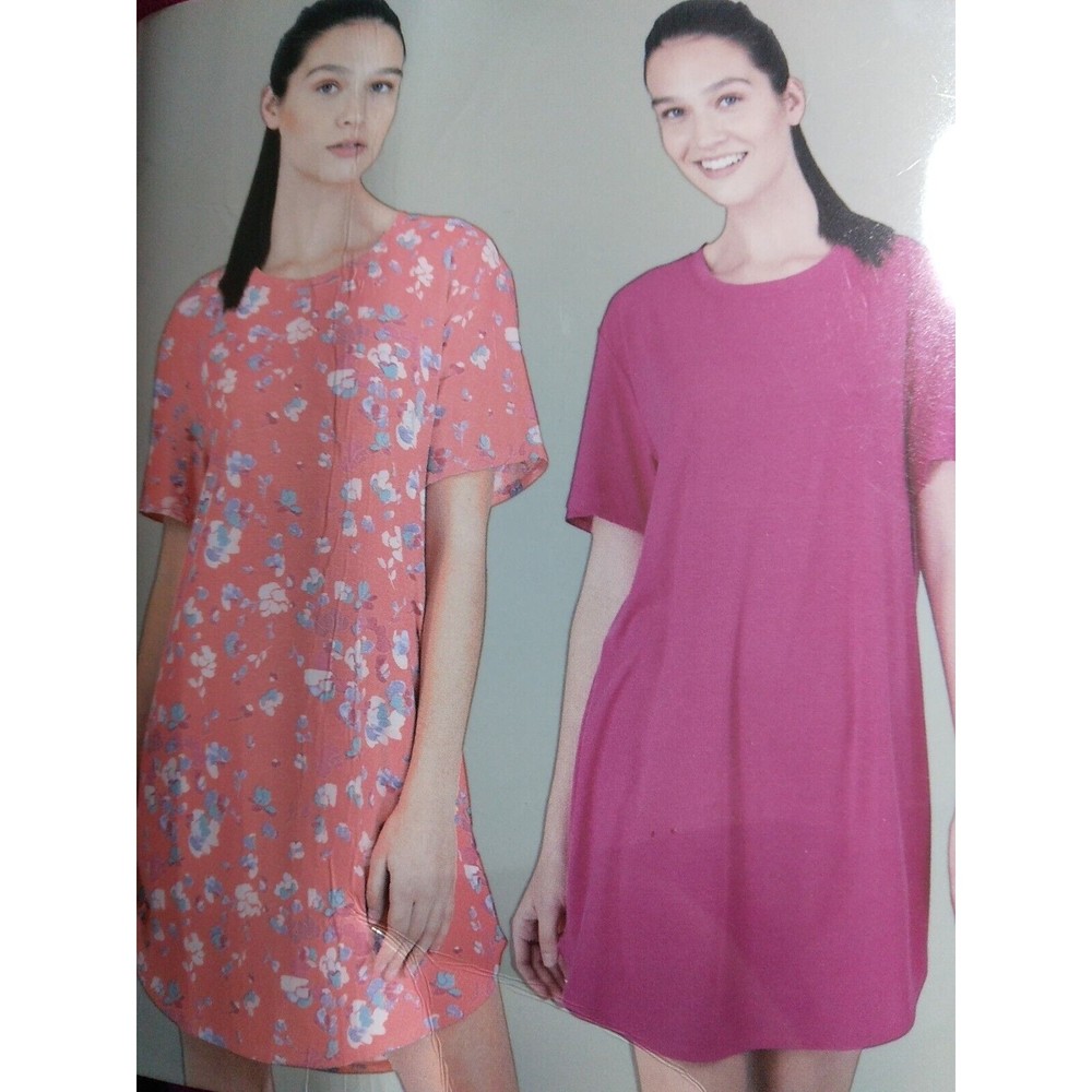 NWT Woman's Size Small 4 - 6 Sleep Shirts Gown 2 Pack 1 Floral 1 Solid NEW